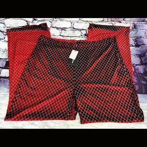 Dressy Burgundy velvet glitter criss-cross wide leg pants Sz 26 NWT